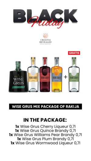 WISE GRUS MIX BOX RAKIJA 0,7L (DUNJA, PELINKOVAC, VIŠNJA, ŠLJIVOVICA + VILJAMOVKA)