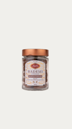 AURA CHOCOLATE ALMONDS 220G MILK CHOCOLATE